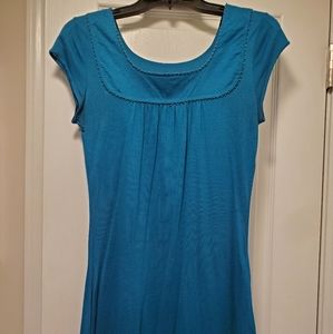 Blue cotton dress with pockets